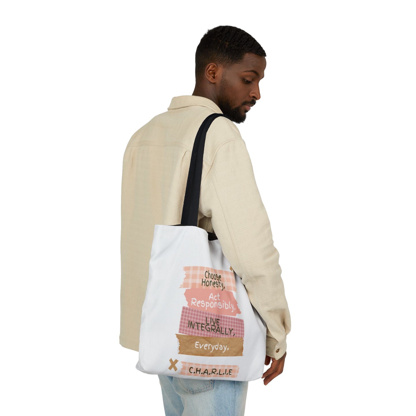 Personalized Initial Quote Note Lines Canvas Tote Custom Name