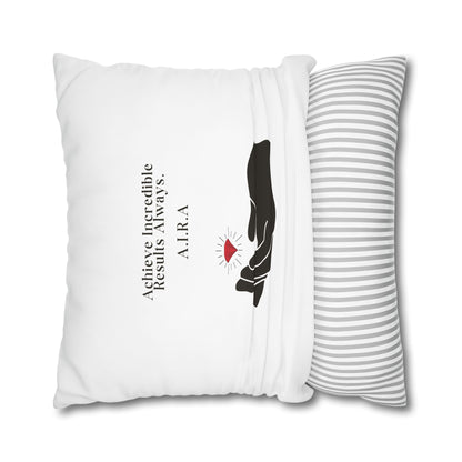 Personalized Initial Quote Gem Hand — Custom Sayings on Square Poly Canvas Pillowcase