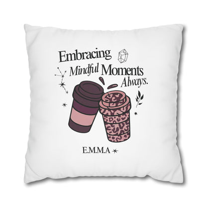 Personalized Initial Quote Girly Coffee — Custom Sayings on Square Poly Canvas Pillowcase