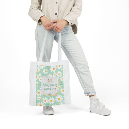 Personalized Initial Quote Floral Inspirational Canvas Tote Custom Name