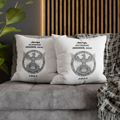 Personalized Initial Quote Circled Eagle — Custom Sayings on Square Poly Canvas Pillowcase