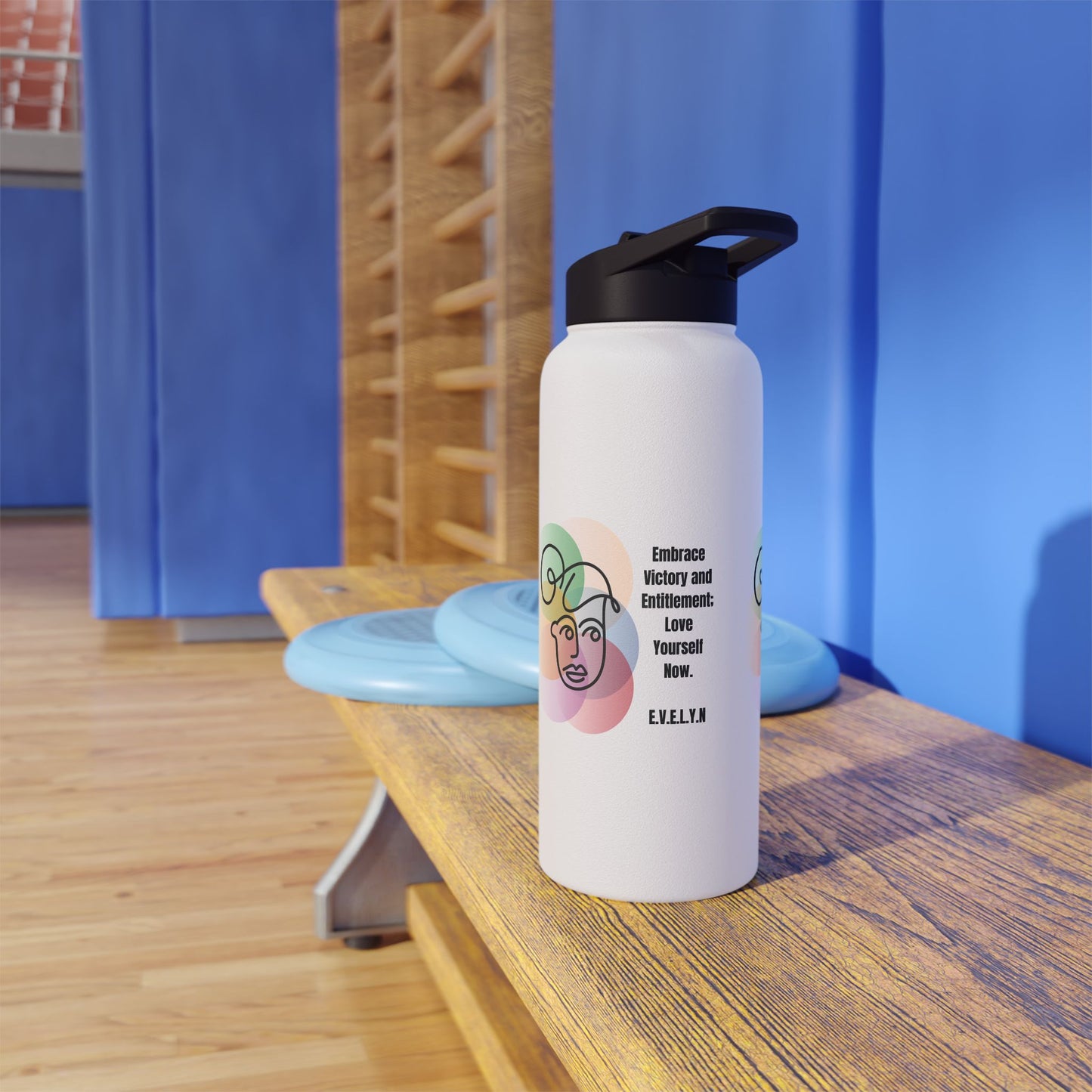 Personalized Initial Quote Sketch Girl Stainless Steel Water Bottle
