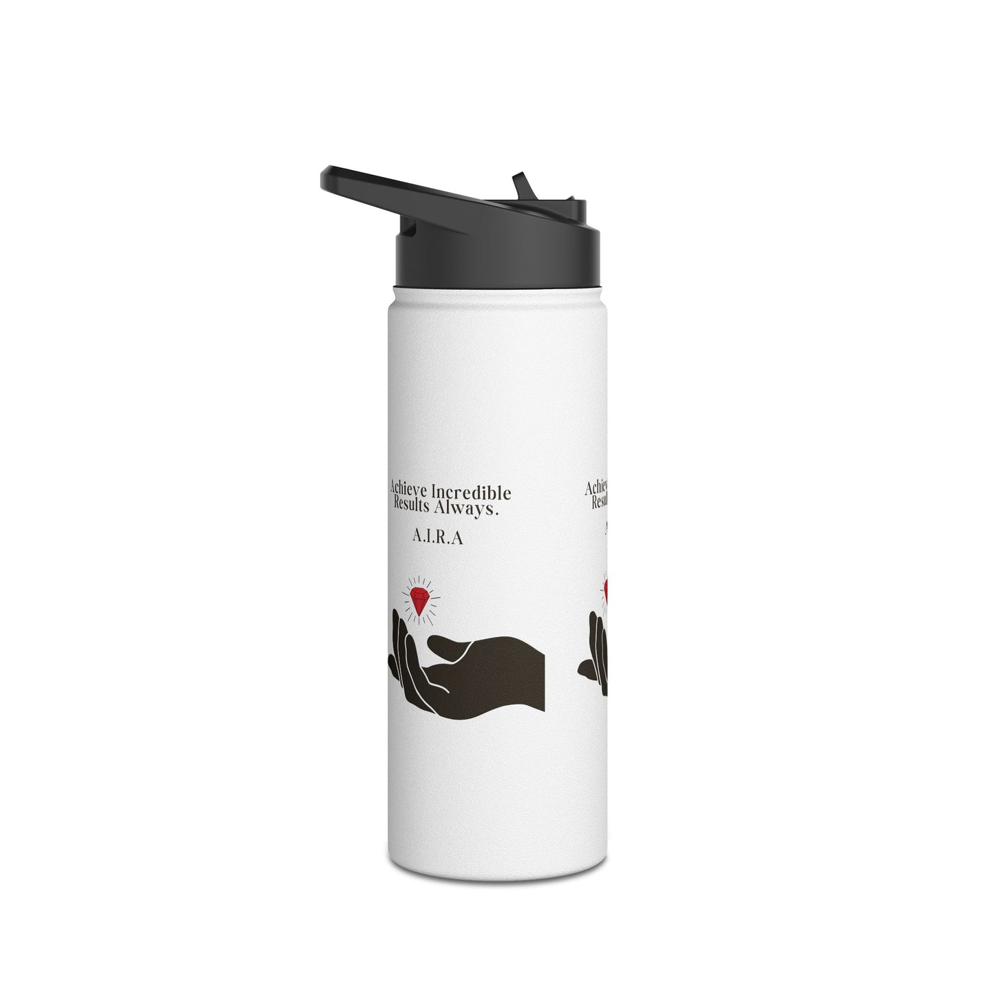 Personalized Initial Quote Hand and Gem Stainless Steel Water Bottle
