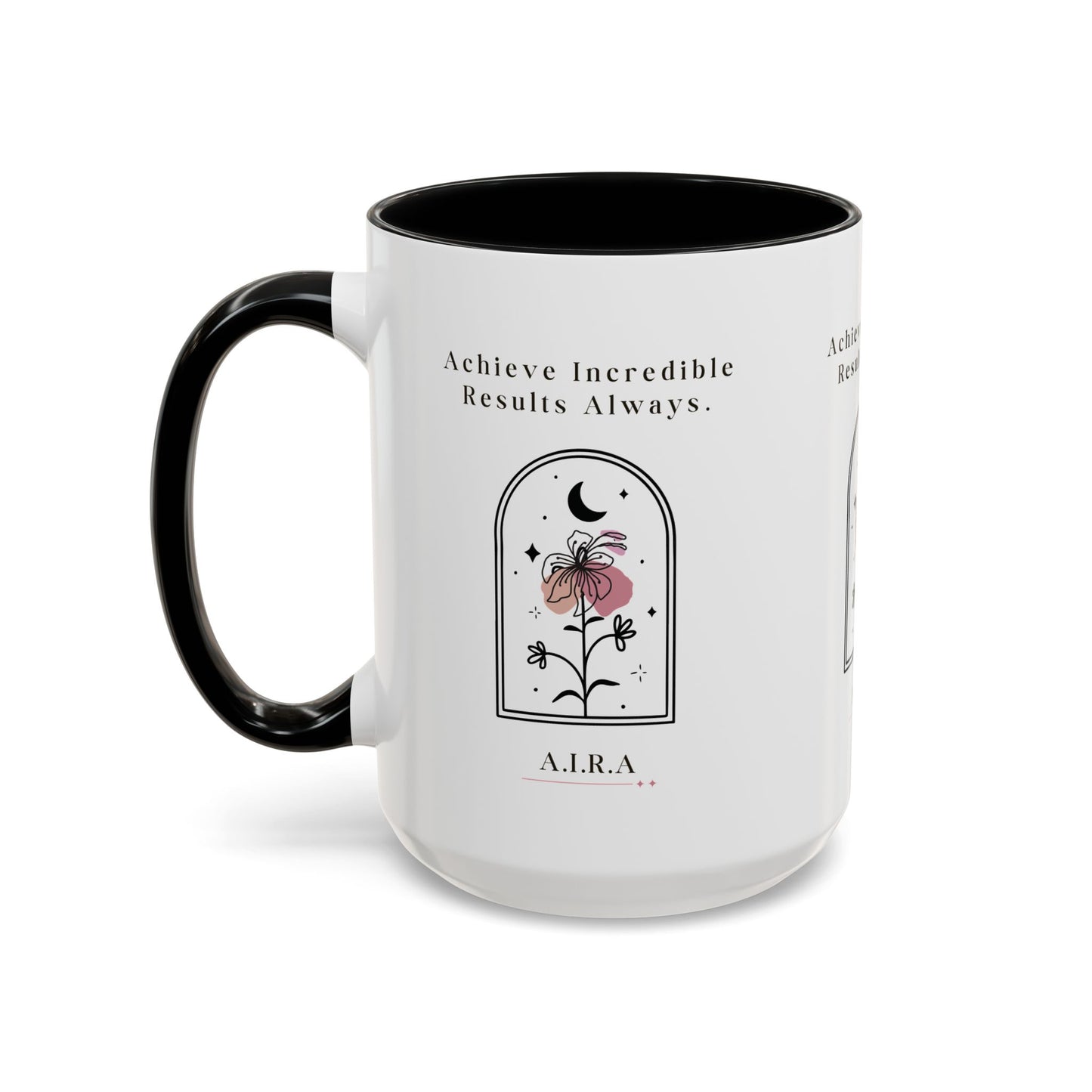 Personalized Initial Floral Moon Accent Coffee Mug