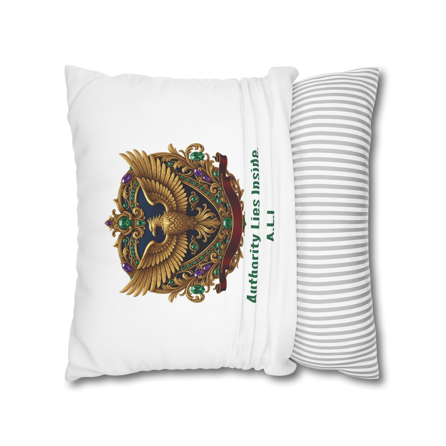 Personalized Initial Quote Eagle — Custom Sayings on Square Poly Canvas Pillowcase