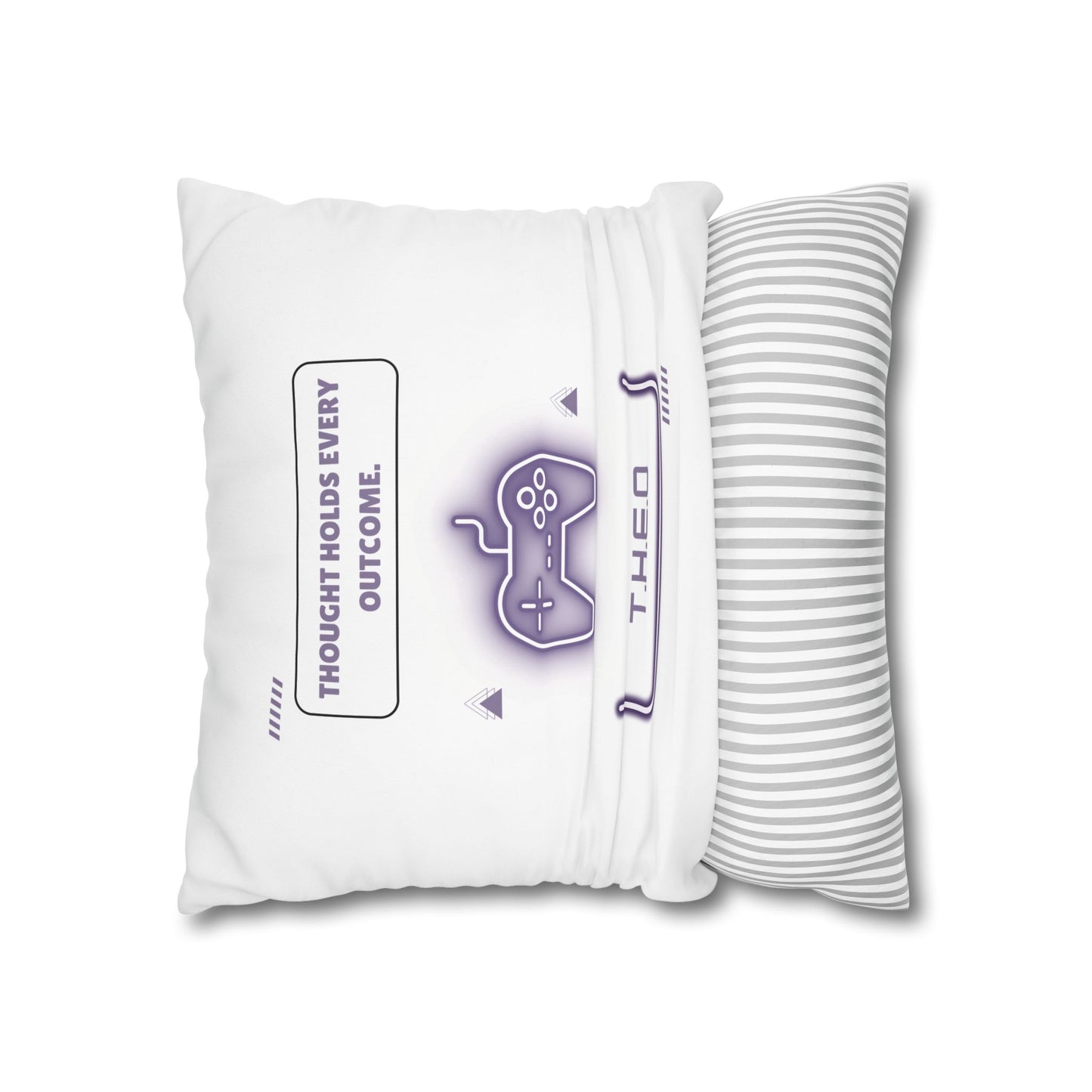 Personalized Initial Quote Game Controller — Custom Sayings on Square Poly Canvas Pillowcase