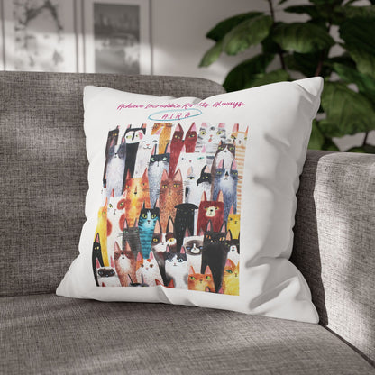 Personalized Initial Quote Cat Collage — Custom Sayings on Square Poly Canvas Pillowcase