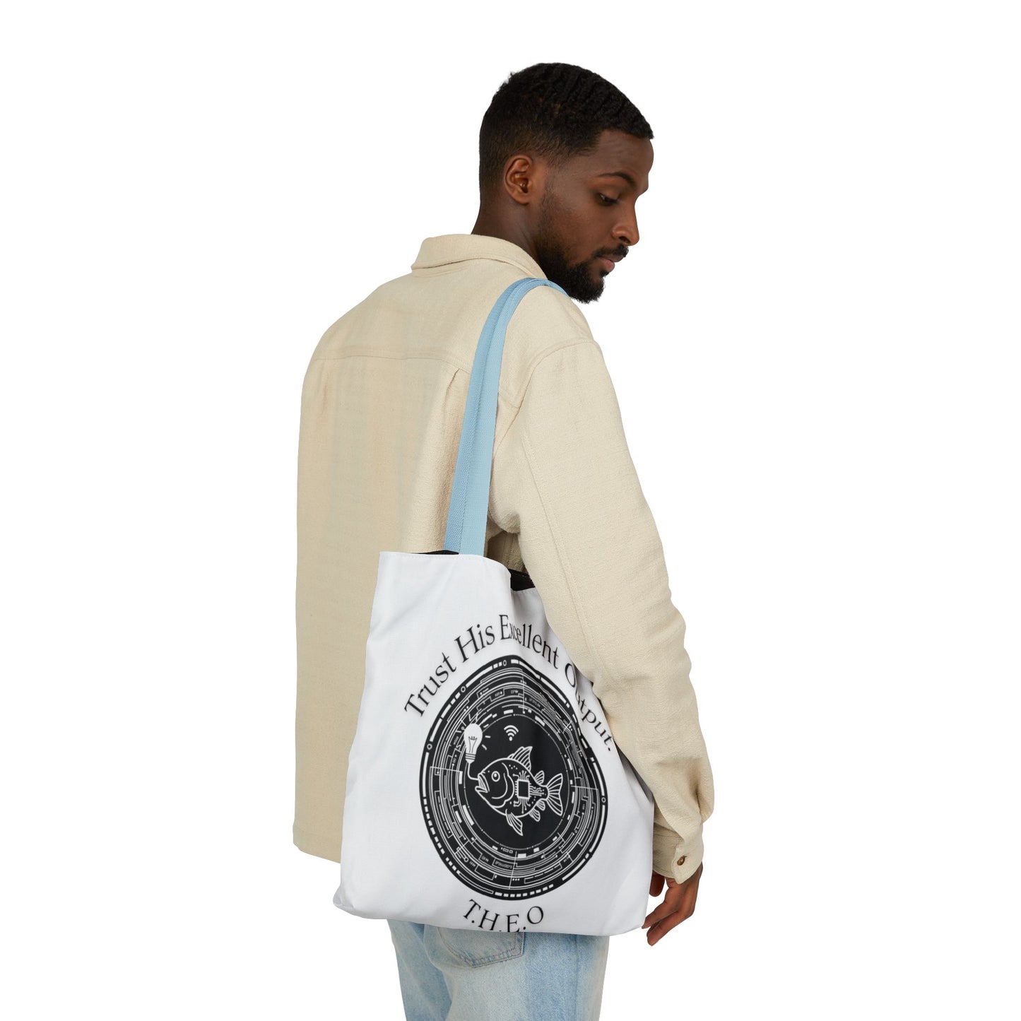 Personalized Initial Quote Circle Fish Canvas Tote Custom Name