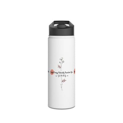 Personalized Initial Quote Floral Minimalist Stainless Steel Water Bottle