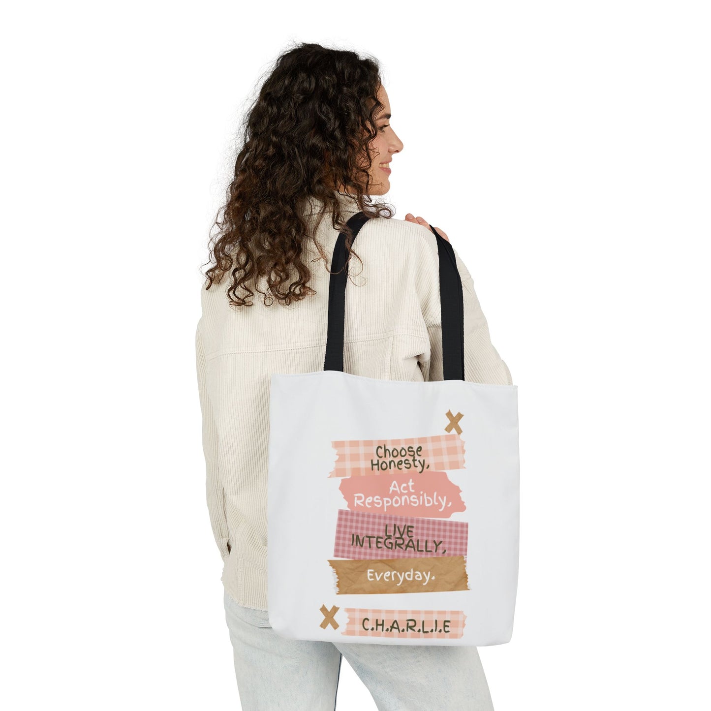 Personalized Initial Quote Note Lines Canvas Tote Custom Name