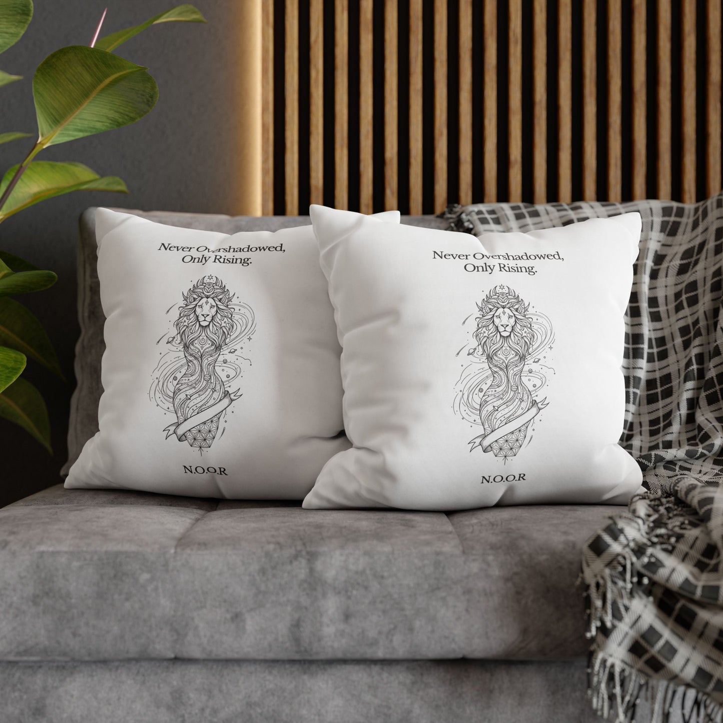 Personalized Initial Quote Girl Lion — Custom Sayings on Square Poly Canvas Pillowcase