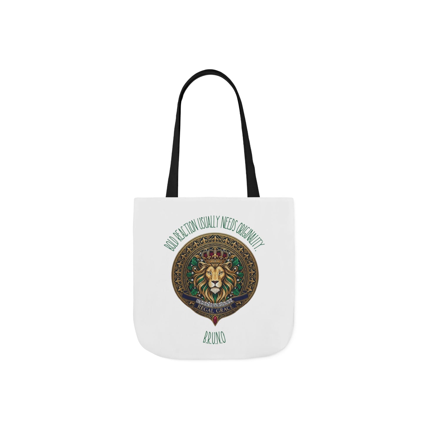 Personalized Initial Quote Circle Lion Canvas Tote Custom Name