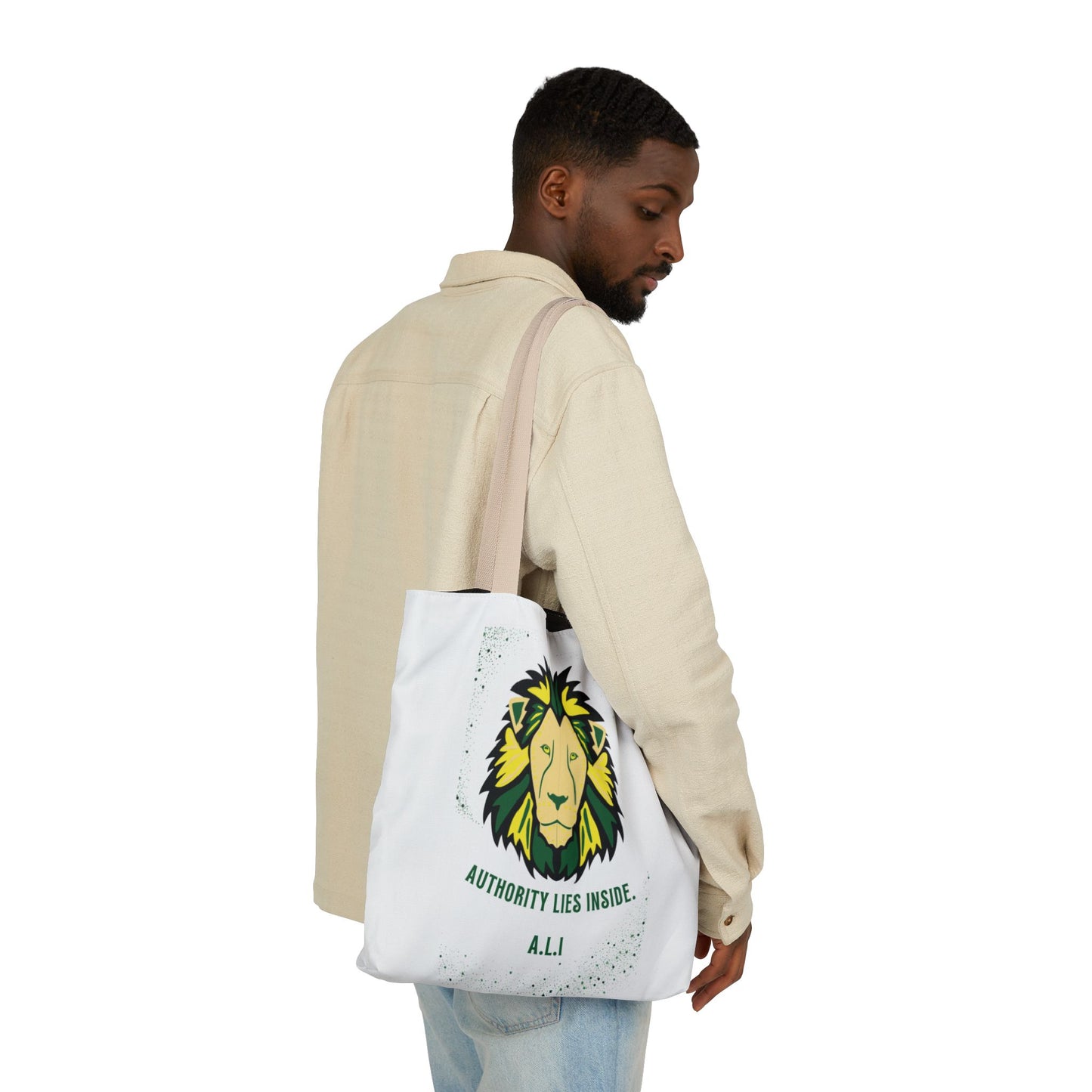 Personalized Initial Quote Lion Canvas Tote Custom Name