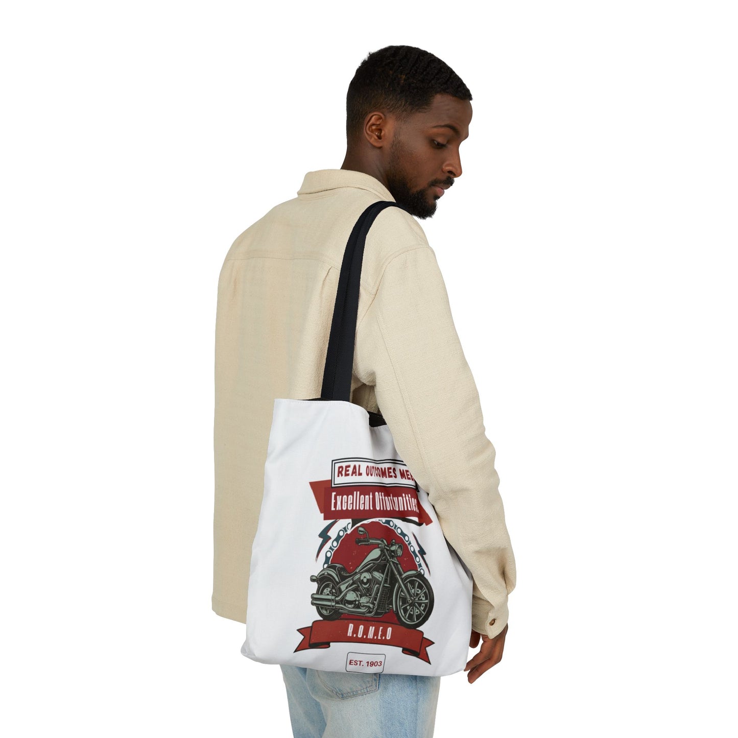 Personalized Initial Quote Motorcycle Canvas Tote Custom Name