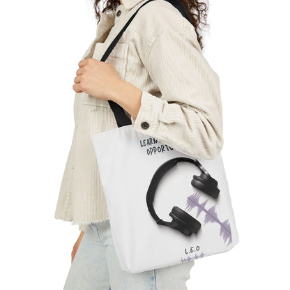 Personalized Initial Quote Headphones Canvas Tote Custom Name