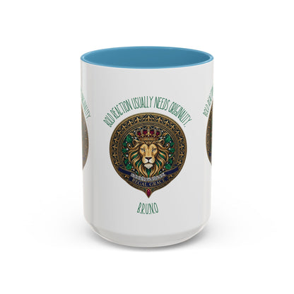 Personalized Initial Circled Lion Accent Coffee Mug