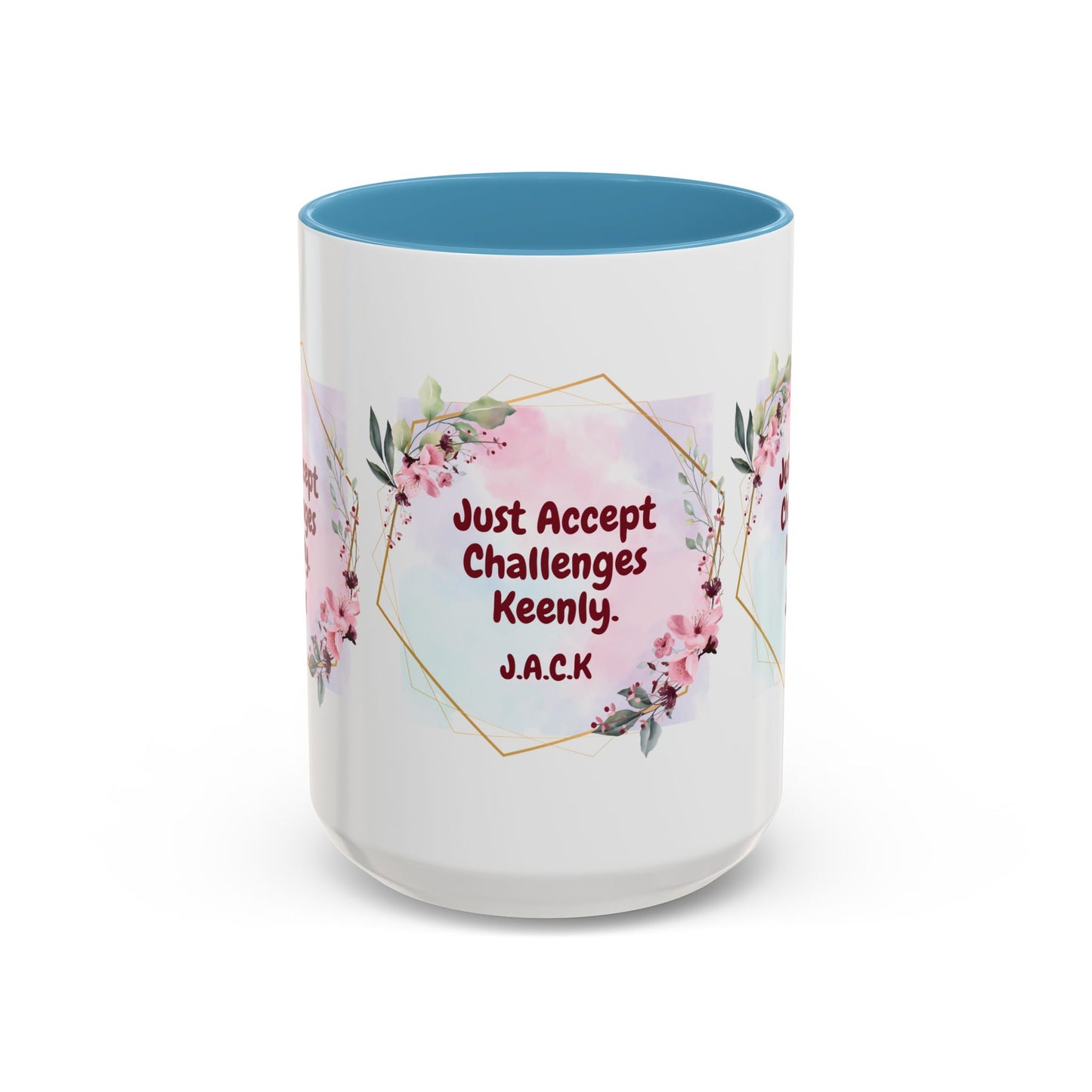 Personalized Floral Frame Accent Coffee Mug