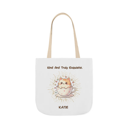 Personalized Initial Quote Exquisite Cat Canvas Tote Custom Name