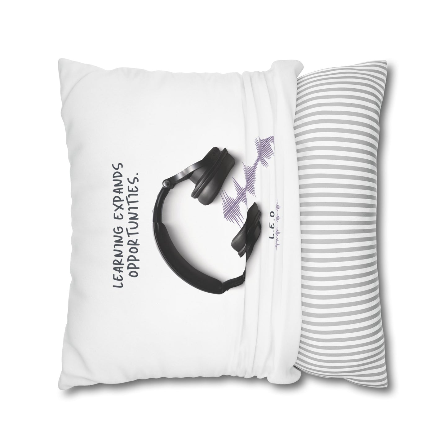 Personalized Initial Quote Headphone — Custom Sayings on Square Poly Canvas Pillowcase