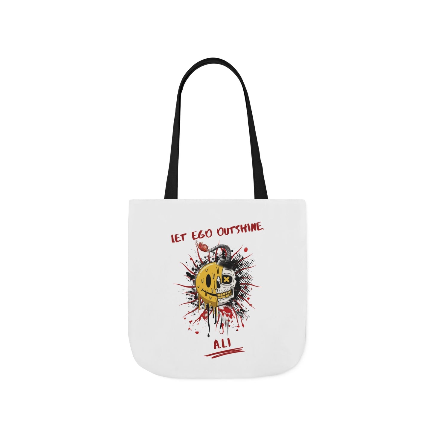 Personalized Initial Quote Split Smile Skull Canvas Tote Custom Name