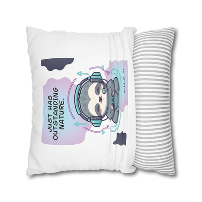 Personalized Initial Quote Sloth Gamer — Custom Sayings on Square Poly Canvas Pillowcase