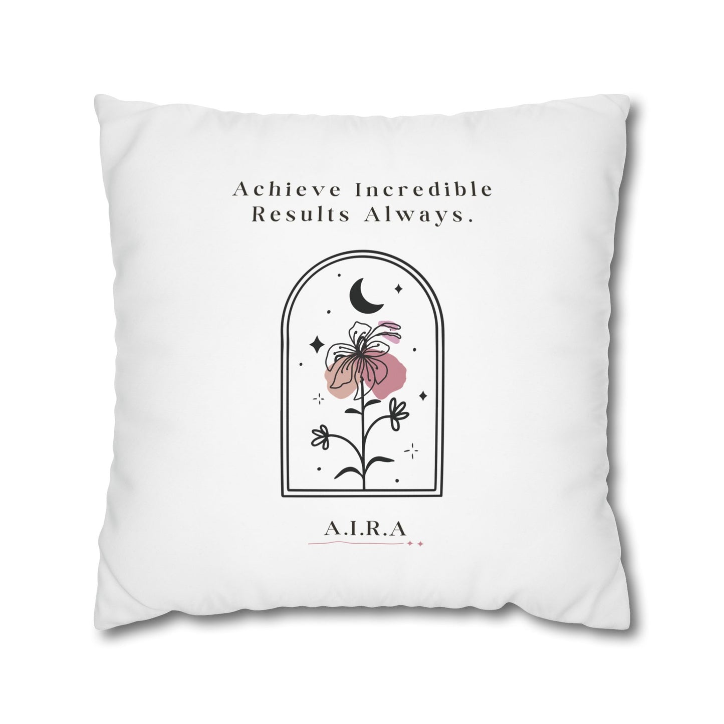 Personalized Initial Quote Floral Moon — Custom Sayings on Square Poly Canvas Pillowcase