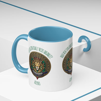 Personalized Initial Circled Lion Accent Coffee Mug