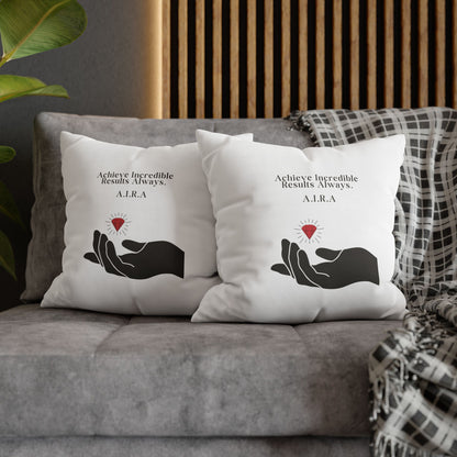 Personalized Initial Quote Gem Hand — Custom Sayings on Square Poly Canvas Pillowcase