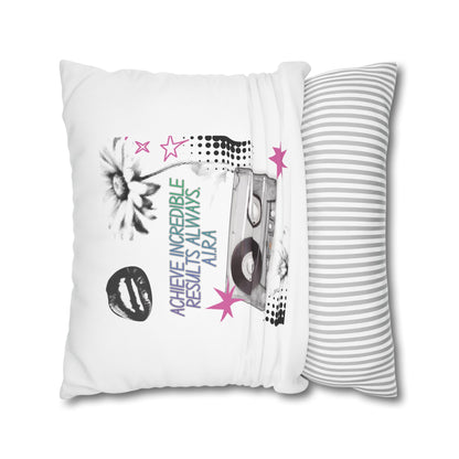 Personalized Initial Quote Cassette — Custom Sayings on Square Poly Canvas Pillowcase