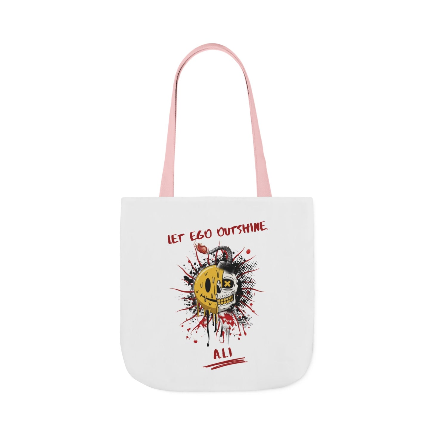 Personalized Initial Quote Split Smile Skull Canvas Tote Custom Name