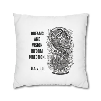 Personalized Initial Quote Owl Vision — Custom Sayings on Square Poly Canvas Pillowcase