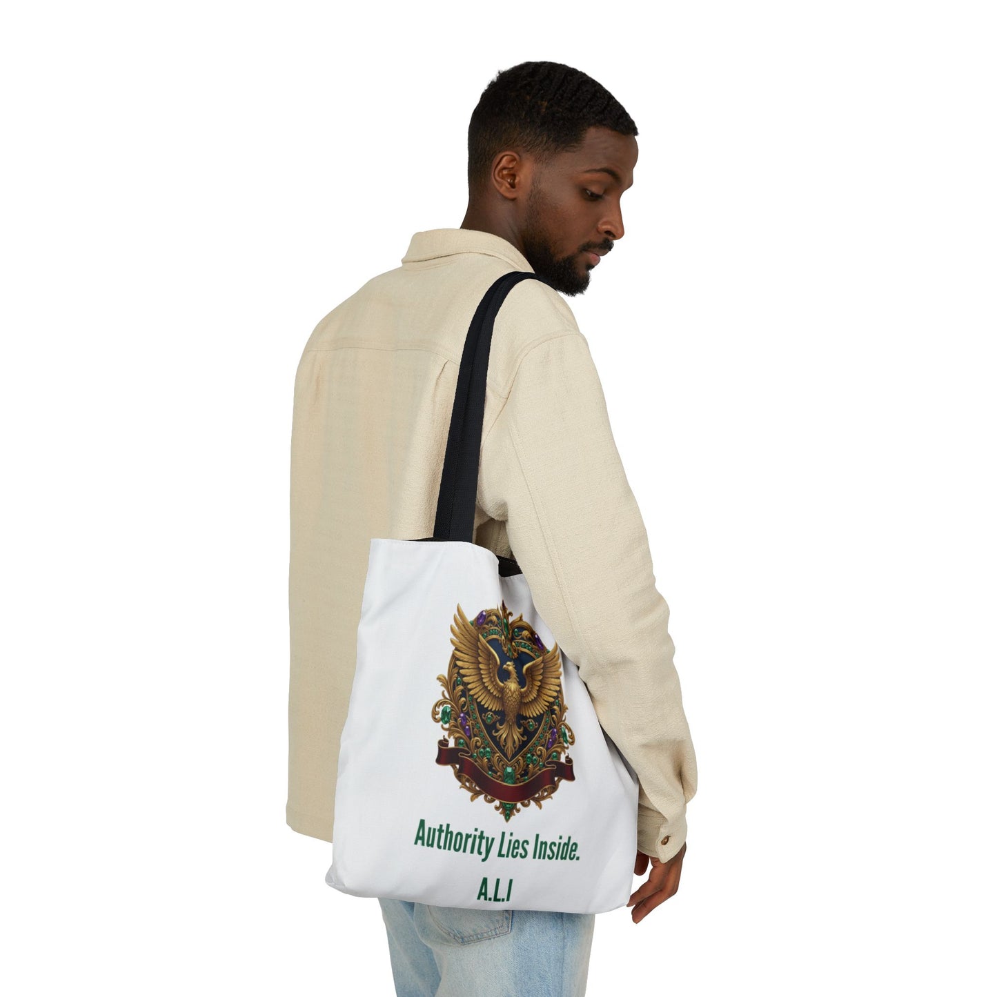 Personalized Initial Quote Eagle Wings Canvas Tote Custom Name