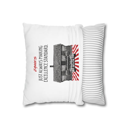 Personalized Initial Quote Vintage Car — Custom Sayings on Square Poly Canvas Pillowcase