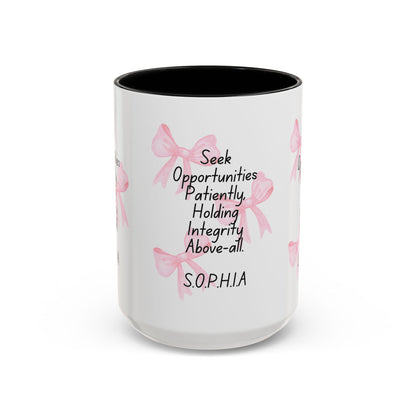 Personalized Pink Bow Accent Coffee Mug