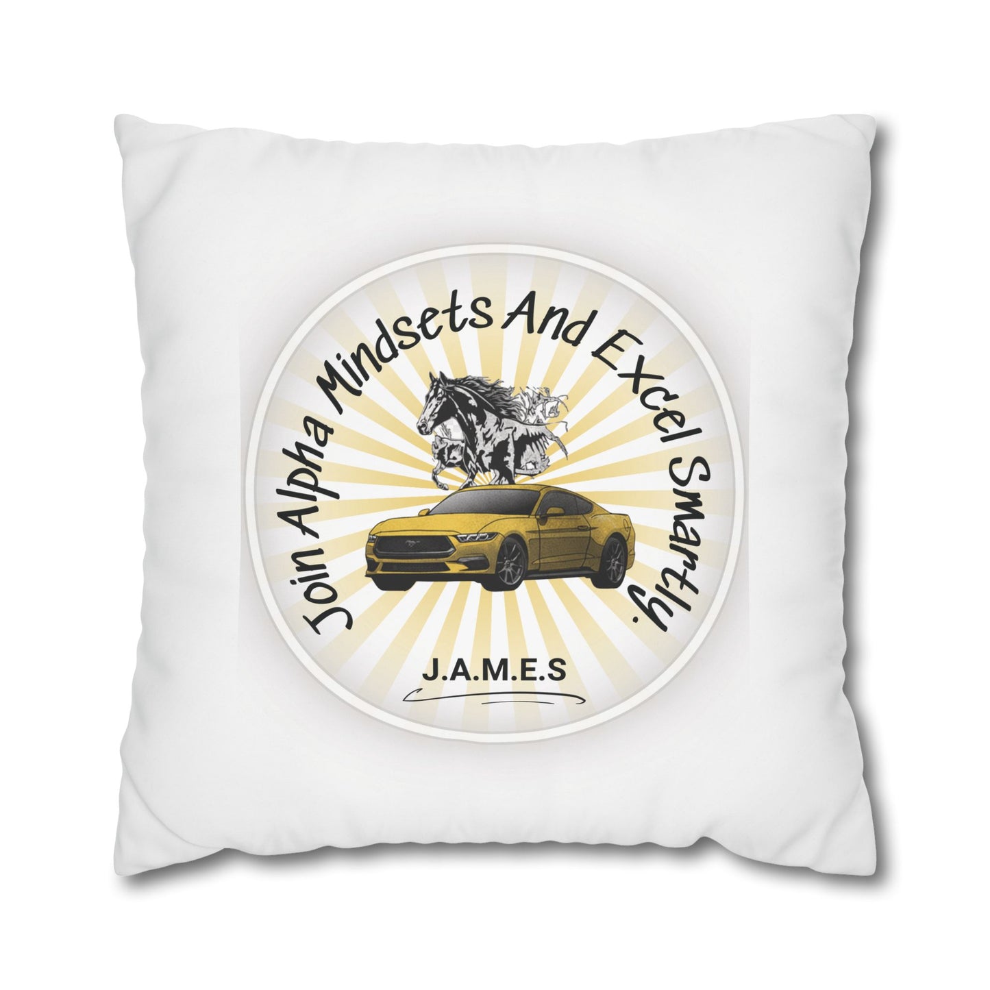 Personalized Initial Quote Horse Car — Custom Sayings on Square Poly Canvas Pillowcase