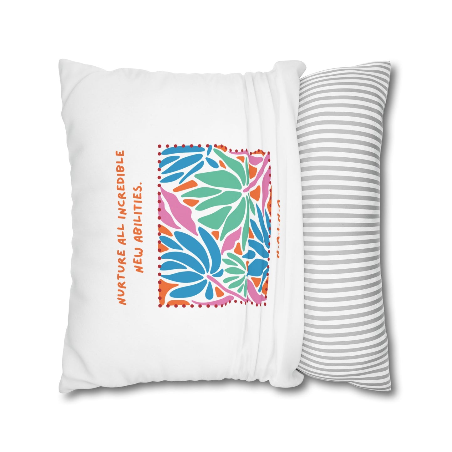 Personalized Initial Quote Floral Momentum — Custom Sayings on Square Poly Canvas Pillowcase