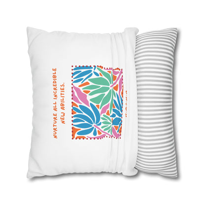 Personalized Initial Quote Floral Momentum — Custom Sayings on Square Poly Canvas Pillowcase