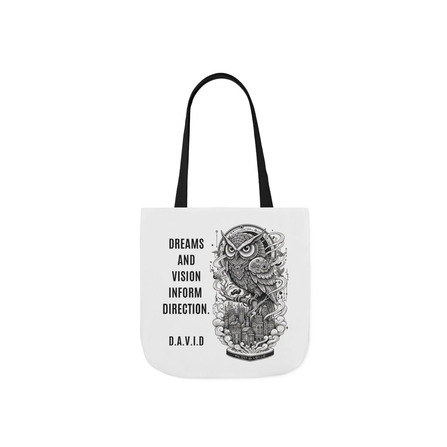 Personalized Initial Quote Owl Vision Canvas Tote Custom Name