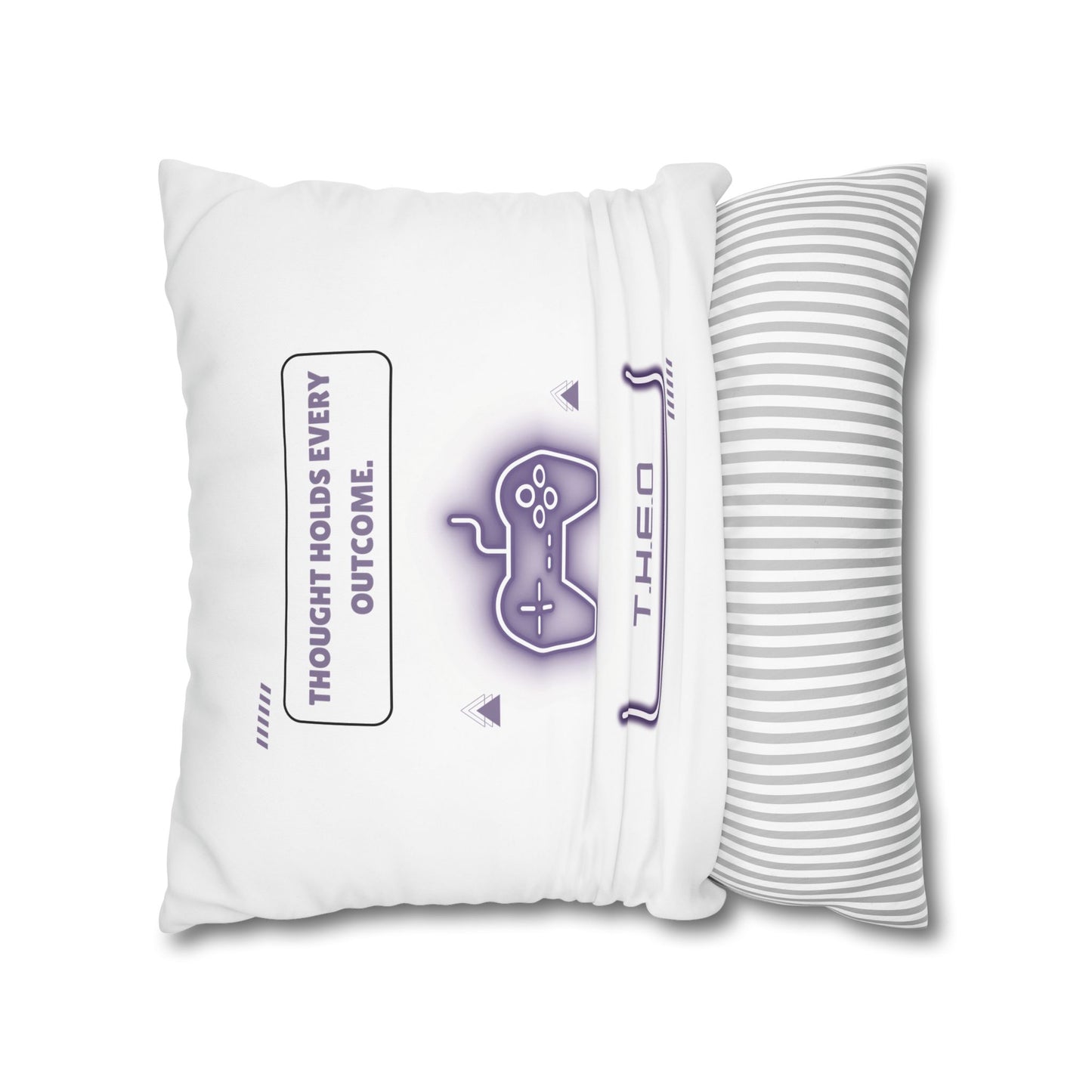 Personalized Initial Quote Game Controller — Custom Sayings on Square Poly Canvas Pillowcase