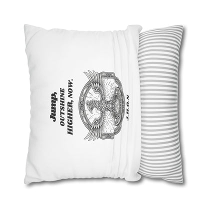 Personalized Initial Quote Circled Eagle — Custom Sayings on Square Poly Canvas Pillowcase