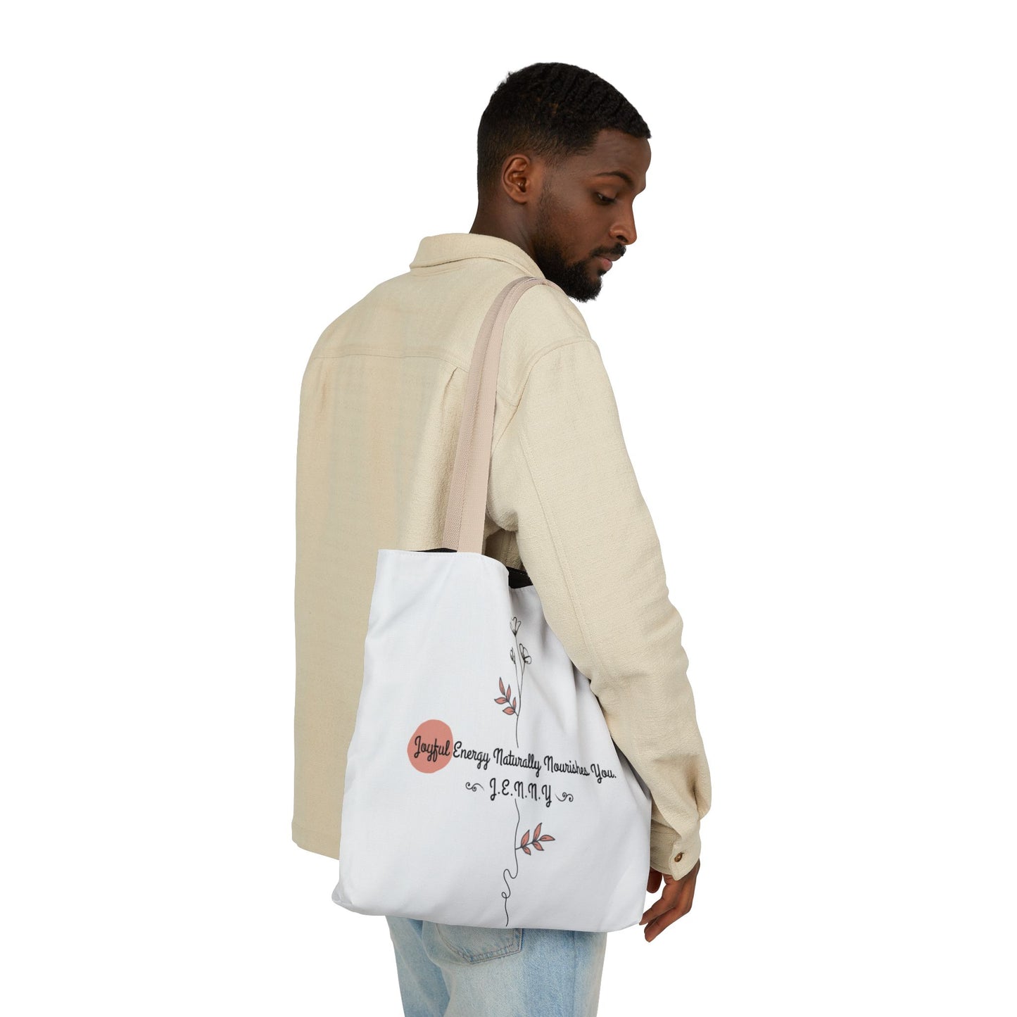 Personalized Initial Quote Floral Minimalist Canvas Tote Custom Name
