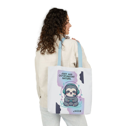 Personalized Initial Quote Sloth Gamer Canvas Tote Custom Name
