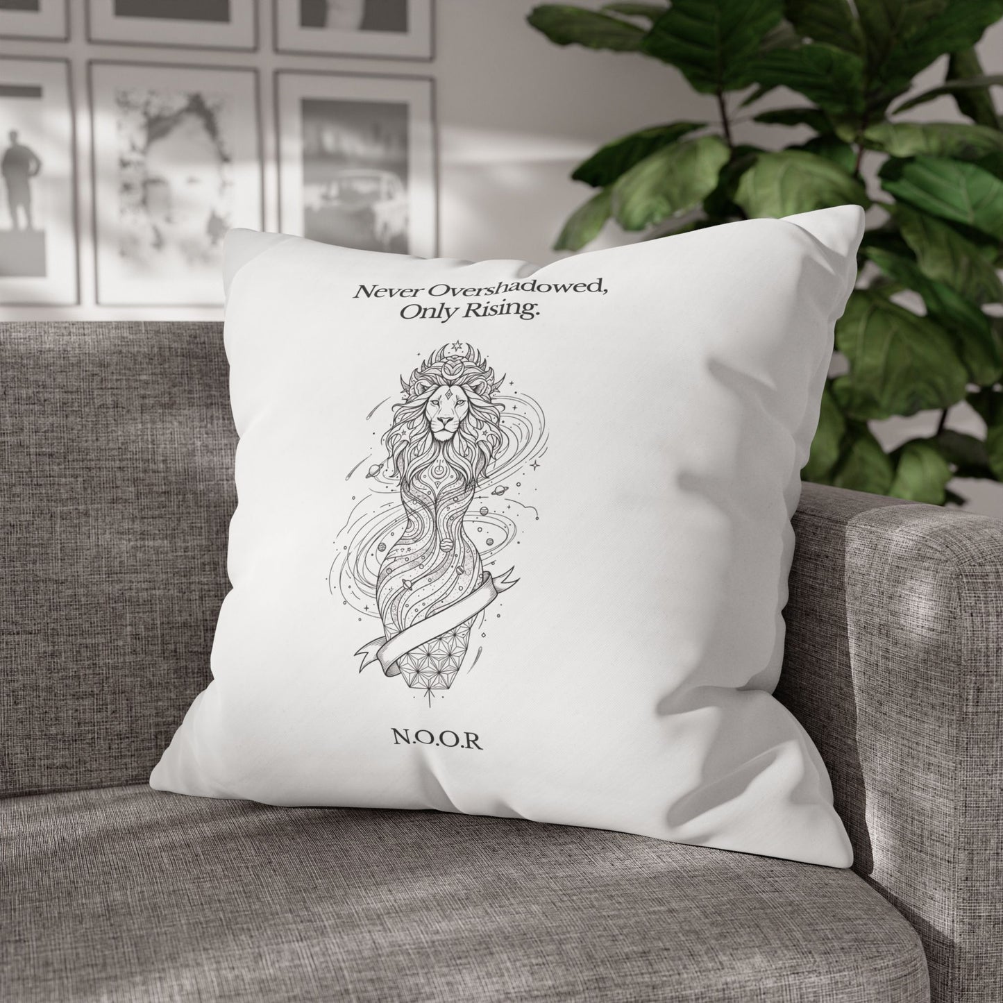 Personalized Initial Quote Girl Lion — Custom Sayings on Square Poly Canvas Pillowcase
