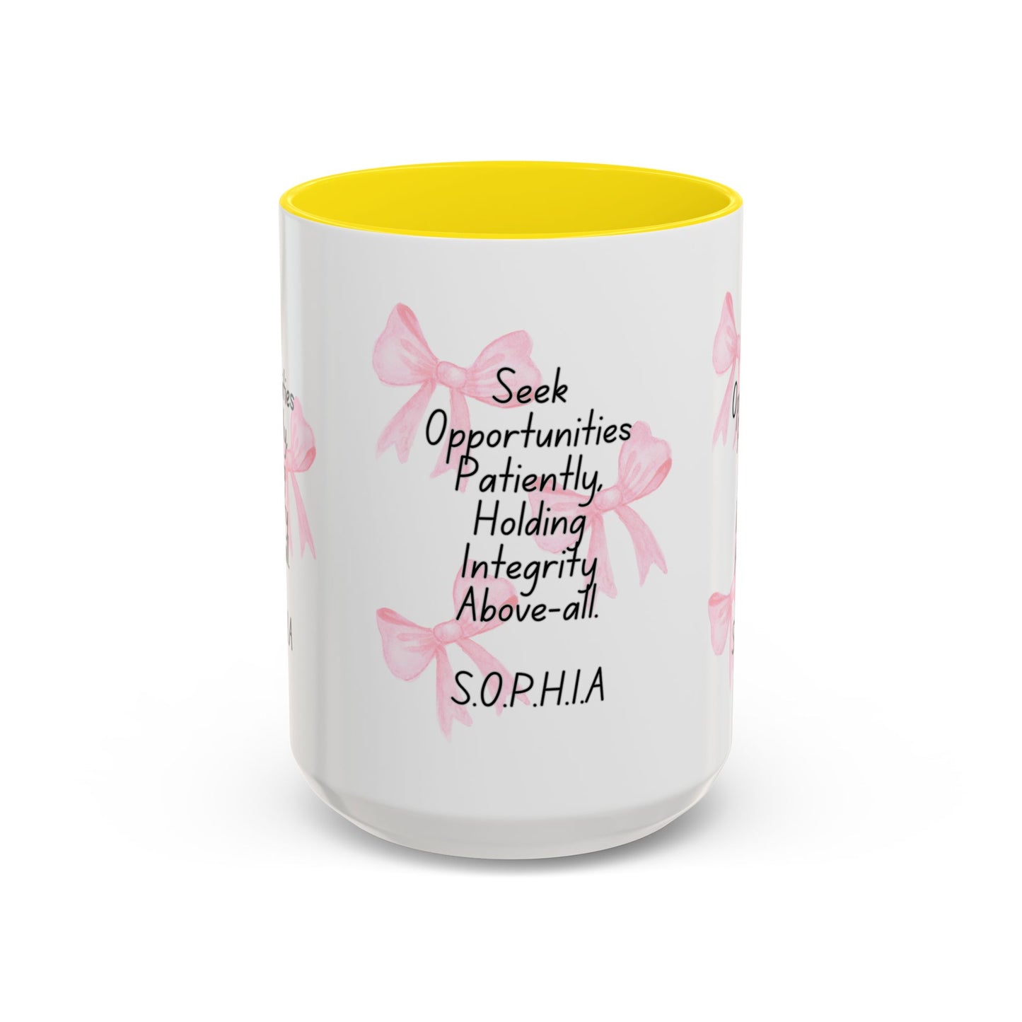 Personalized Pink Bow Accent Coffee Mug