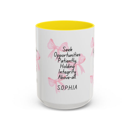 Personalized Pink Bow Accent Coffee Mug