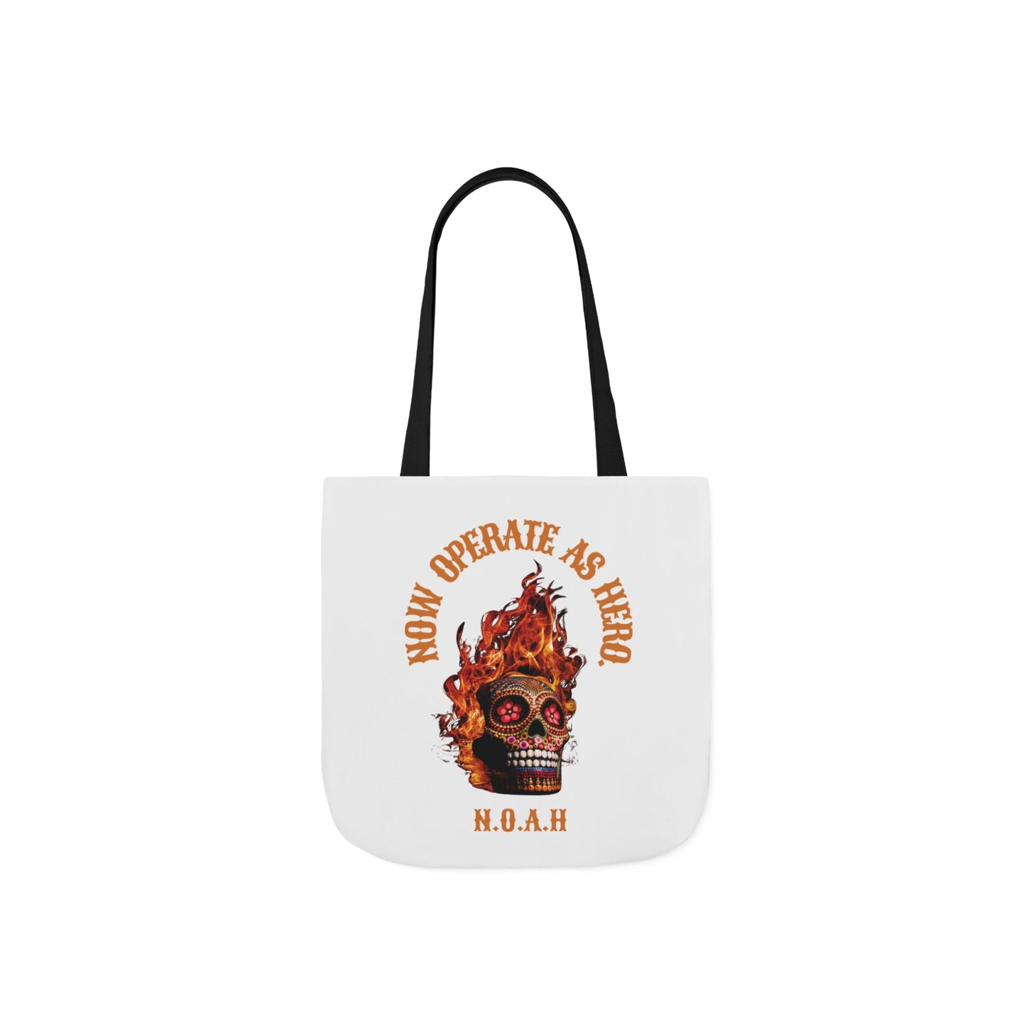 Personalized Initial Quote Fire Skull Canvas Tote Custom Name