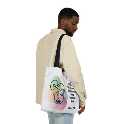 Personalized Initial Quote Sketch Girl Canvas Tote Custom Name