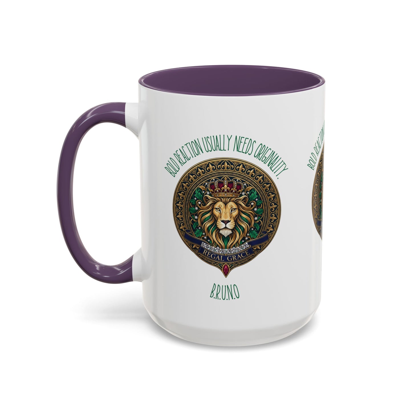 Personalized Initial Circled Lion Accent Coffee Mug