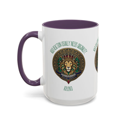 Personalized Initial Circled Lion Accent Coffee Mug