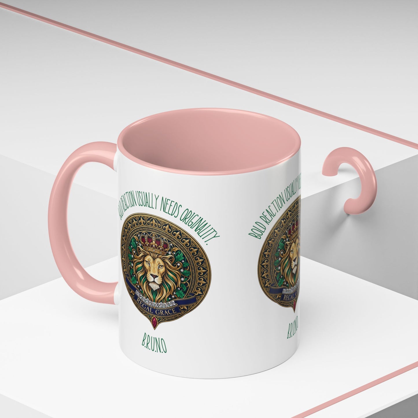 Personalized Initial Circled Lion Accent Coffee Mug